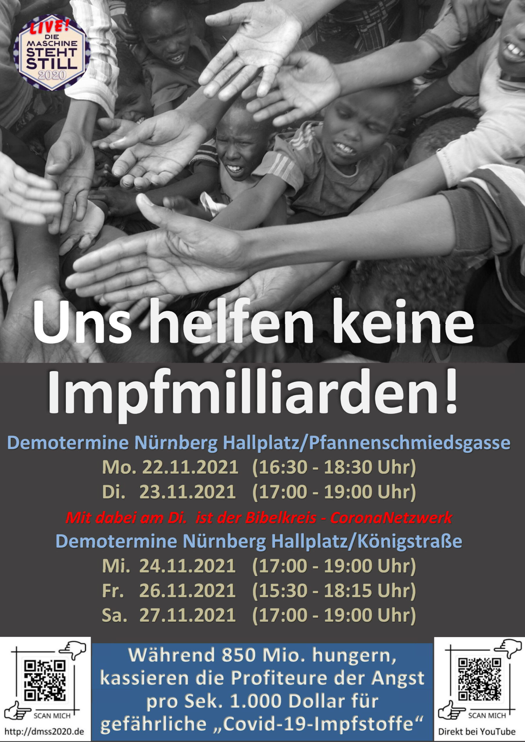 Uns helfen keine Impfmilliarden! Während 850 Mio. hungern, kassieren die Profiteure der Angst pro Sek. 1000 Dollar für gefährliche "Covid-19-Impfstoffe"