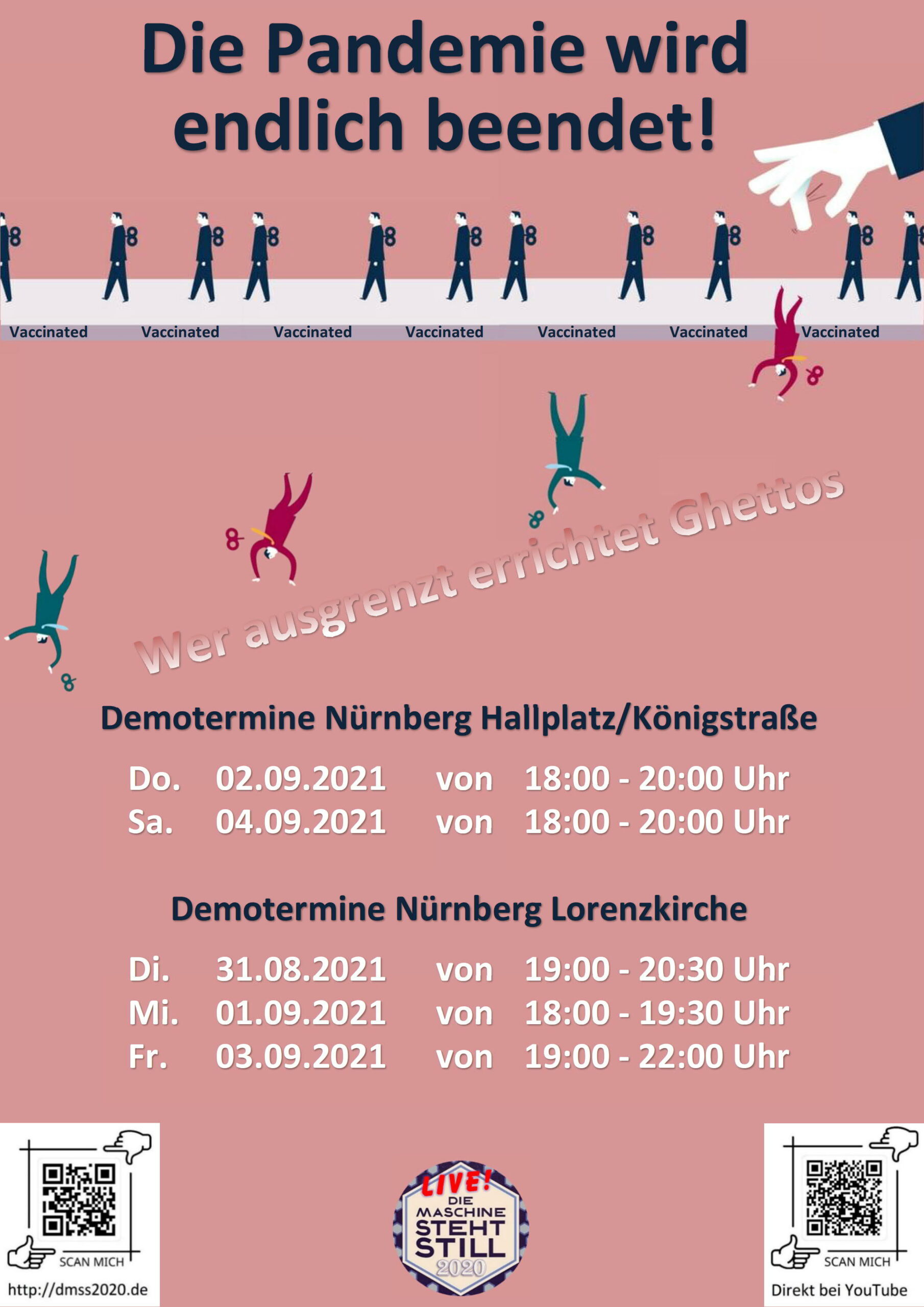 Die Pandemie wird endlich beendet! Wer ausgrenzt errichtet Ghettos