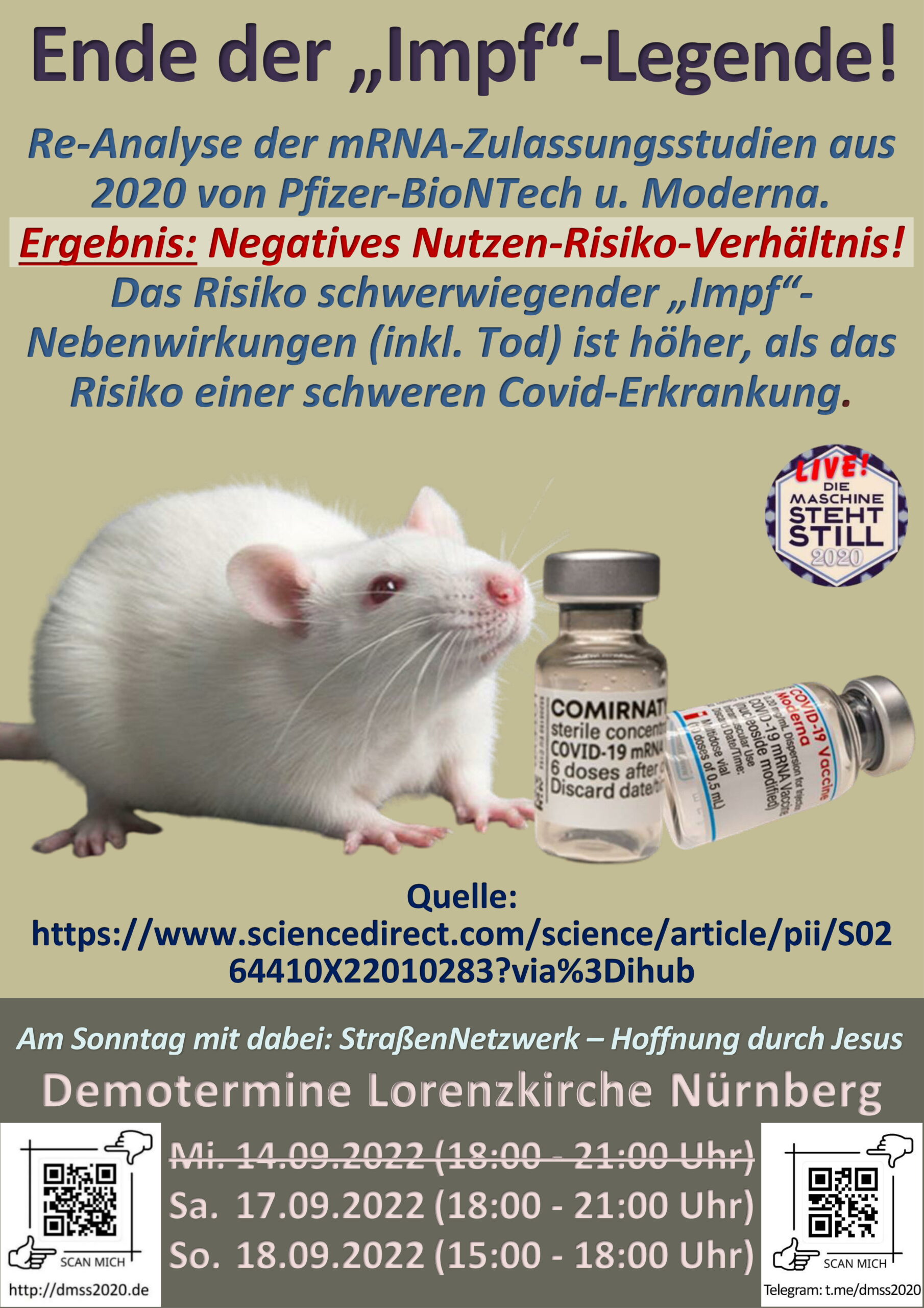 Ende der "Impf"-Legende! Re-Analyse der mRNA-Zulassungsstudien aus 2020 von Pfizer-BioNTech u. Moderna. Ergebnis: Negatives Nutzen-Risiko-Verhältnis! Das Risiko schwerwiegender "Impf"-Nebenwirkungen (inkl. Tod) ist höher, als das Risiko einer schweren Covid-Erkrankung.