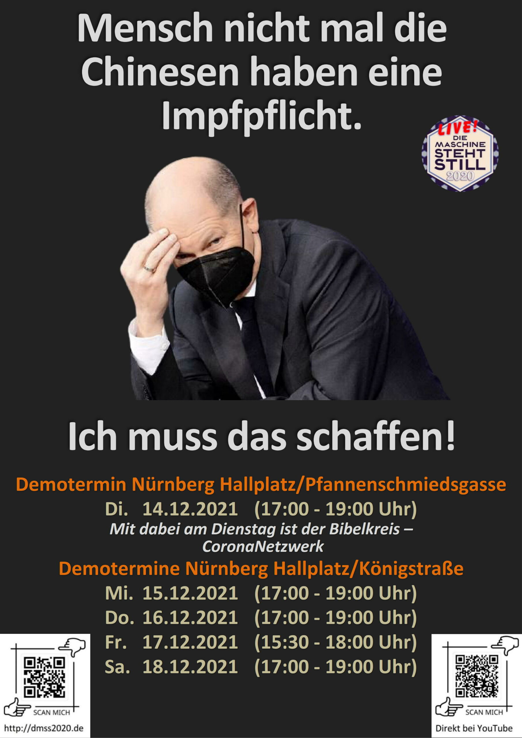Mensch nicht mal die Chinesen haben eine Impfpflicht. Ich muss das schaffen!